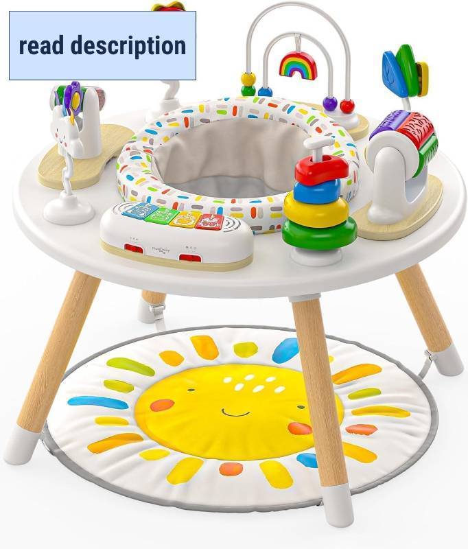 lot 291437 image: Retails for $150 Move2Play 4-in-1 Baby Activity Center  Montessori-Inspired Design  8 Interactive Toys  Tummy Time, Exersaucer & Toddler Table  Shower Gift  Essential  Must Have for 3, 6, 12 Month Old (Sun)