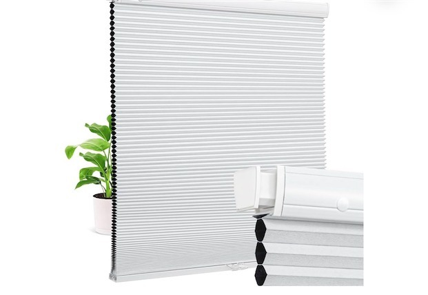 lot 211211 image: Cordless Cellular Shades No Drill Blinds for Indoor Window, Pull Down Easy Install Honeycomb Blinds Custom Fabric Thermal Insulated Shades (White-Blackout, Custom Size)