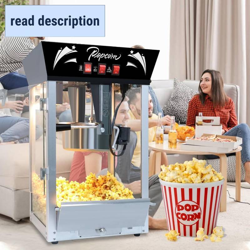 lot 421213 image: Retails for $259 12 oz-Countertop Popcorn Machine, Stainless Steel Kettle, 110v850w, with Complete Set of Accessories, Movie Theater Style, Popcorn Maker Machine for Parties, Events, Home & Commercial Use, Black
