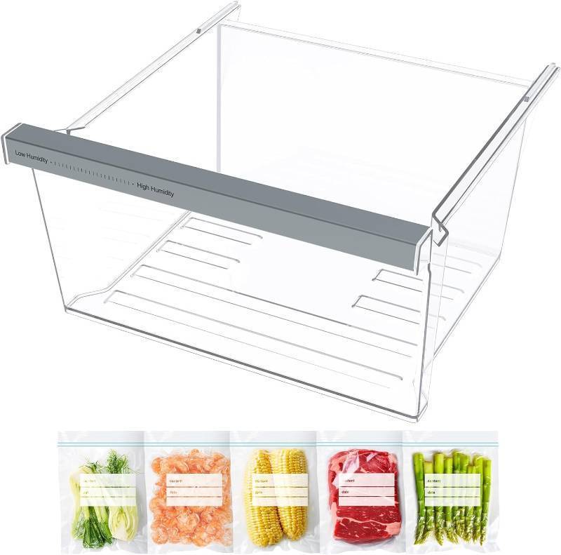 lot 151836 image: UPGRADED W11162443 W11046494 Refrigerator Crisper Drawer Replacement Compatible with Whirlpool Crisper Drawer Whirlpool Fridge Drawer Replacement WRS325SDHZ WRS315SDHZ WRS325SDHZ01 Crisper Drawers
