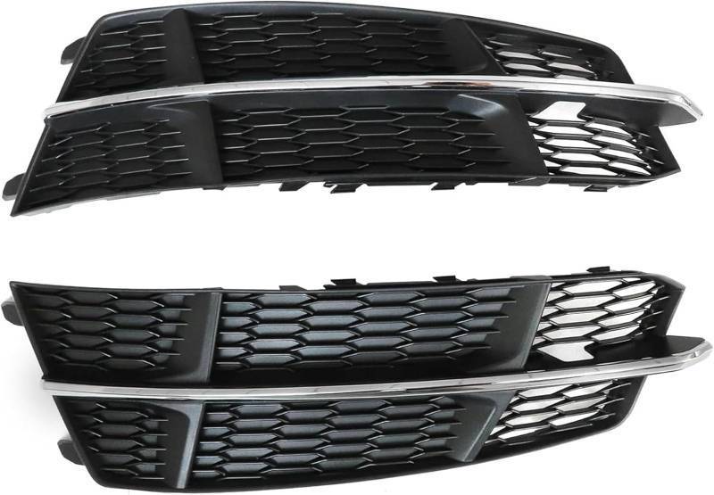 lot 251351 image: GXARTS Front Bumper Fog Light Grille Cover Black Left&Right Driver&Passenger Side 4G0807682AN Compatible with Audi A6 C7 S-Line 16-2018 4G0807681AN Honeycomb Matte Mesh with Chrome Trim Bezel