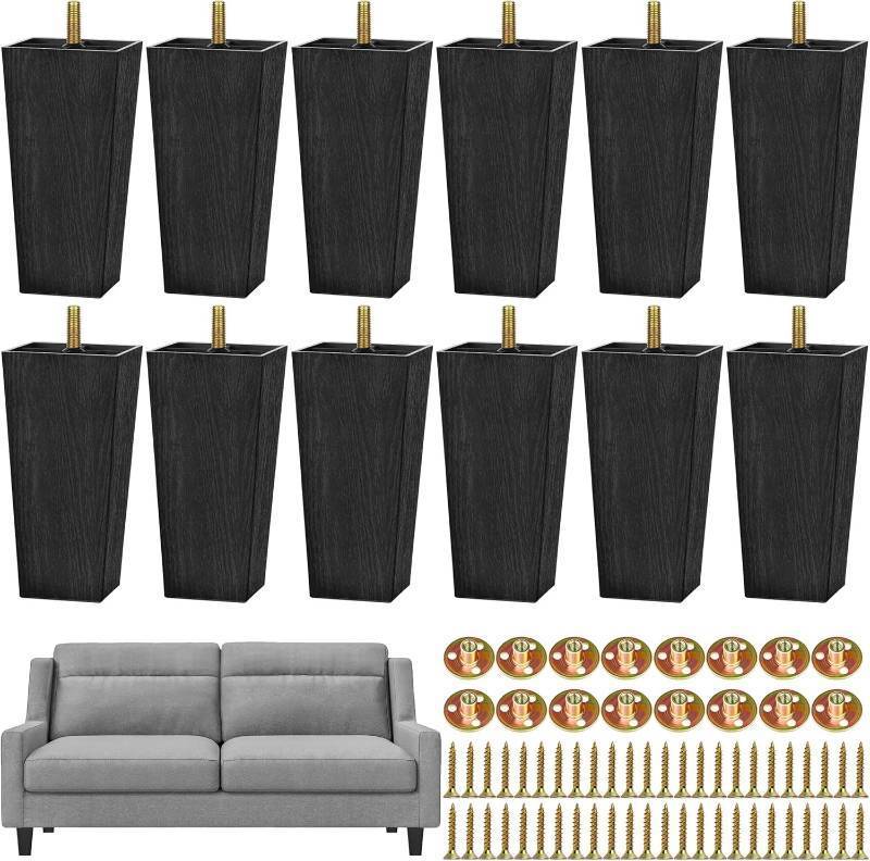 lot 171057 image: TURSTIN 12 Pieces 5.7 Plastic Furniture Legs Replacement Couch Legs Square Tapered Sofa Leg Mid-Century Modern Furniture Feet for Armchairs Couch Bed Coffee Table Dresser