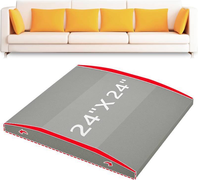 lot 271098 image: HAVARGO Couch Cushion Support High Density Foam 24X24X2.4 Inches Sofa Couch Supports for Sagging Cushions Light Grey 1Pc with Anti Slip Mesh Fabric