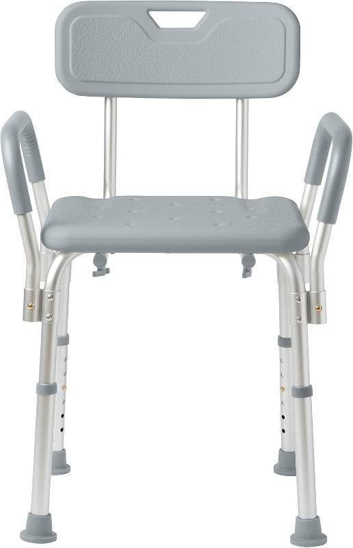 lot 371032 image: Medline Shower Chair with Backrest and Padded Armrests - 350 lb. Capacity, Bath Bench, Seat, Stool for Independent Adult, Seniors, Elderly & Disabled Patients