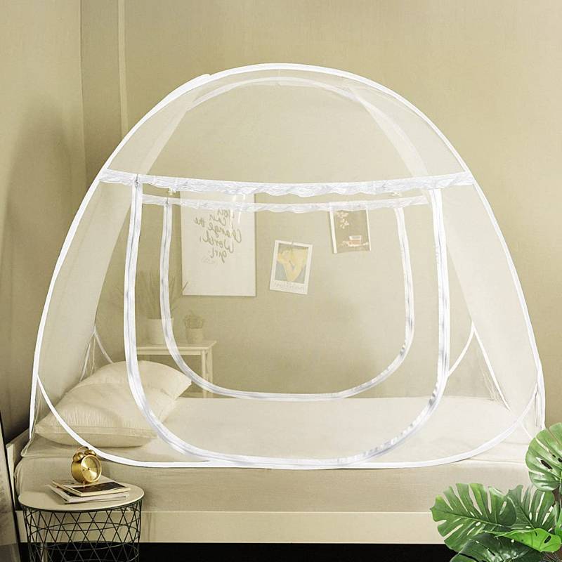 lot 471166 image: AMMER Pop Up Mosquito Net Tent for Beds, Portable Foldable Mosquito Netting Folding Design with Net Bottom,2 Entries,Suit for Twin to King Size Bed (79x71x59inch)