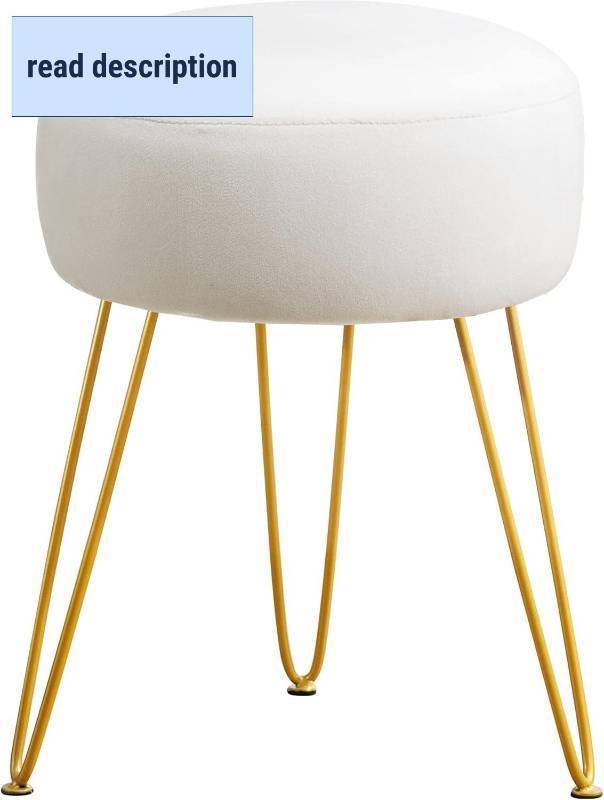 lot 291502 image: LUE BONA Vanity Stool, White Vanity Stools for Makeup Room, Round Ottoman Foot Stool, Velvet Footrest Vanity Chair for Bathroom Vanity, Bedroom, Living Room, Entryway, Offices