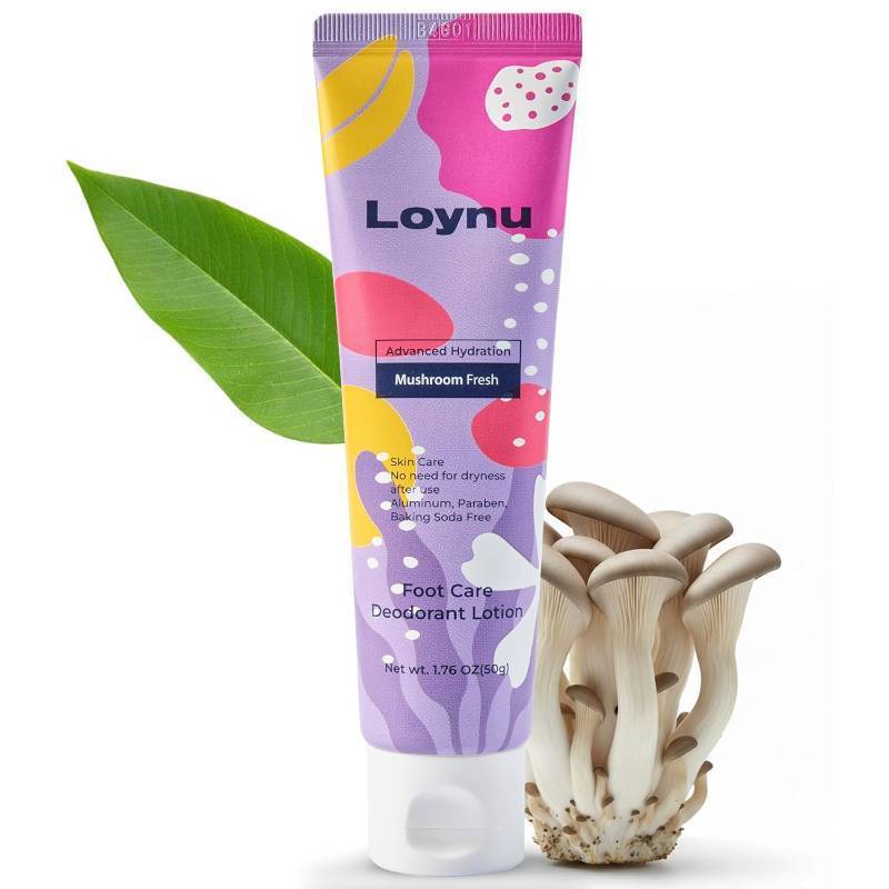 lot 391549 image: Foot Care Deodorant Lotion Long-Lasting Odor Control & Deep Hydration, Neutralizes Foot Odor, Moisturizes Dry, Cracked Heels, Mushroom Extract Formula for Soft, Healthy-Feeling Feet, 1.76oz