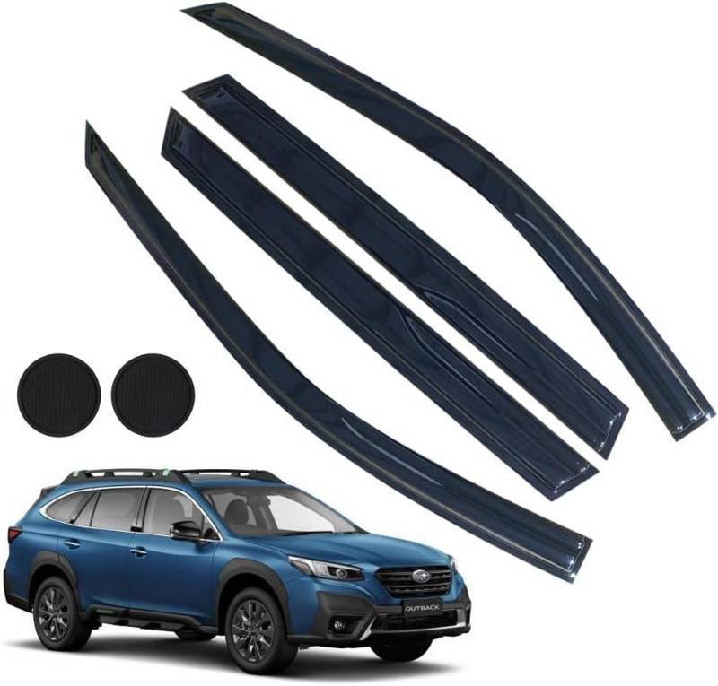 lot 491746 image: Rain Guards for Subaru Outback 2010-2014, Tape-on Side Window Deflectors, Window Visors for Subaru Cars - 4 Rain Guards & 2 Car Coasters