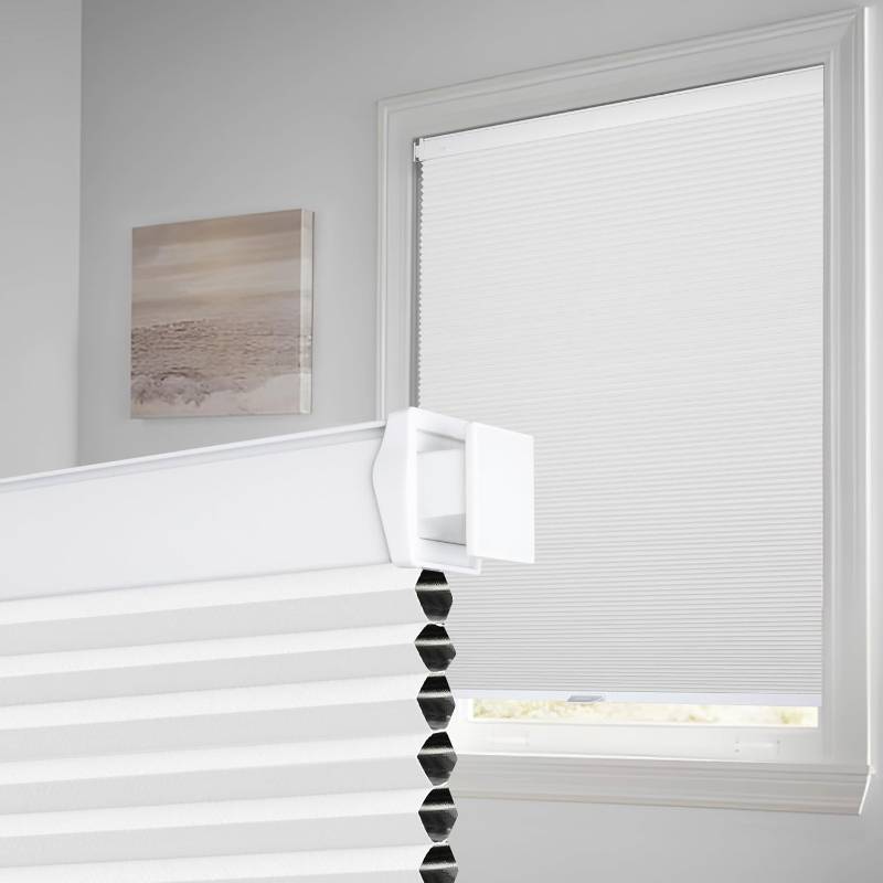 lot 341861 image: Homedemo No Drill No Tools Blackout Cellular Shades Cordless, Honeycomb Blinds for Window, Easy Install No Screws Thermal Insulated Noise Reduction Cellular Blinds for Home (White, 30.5 W x 64 H)