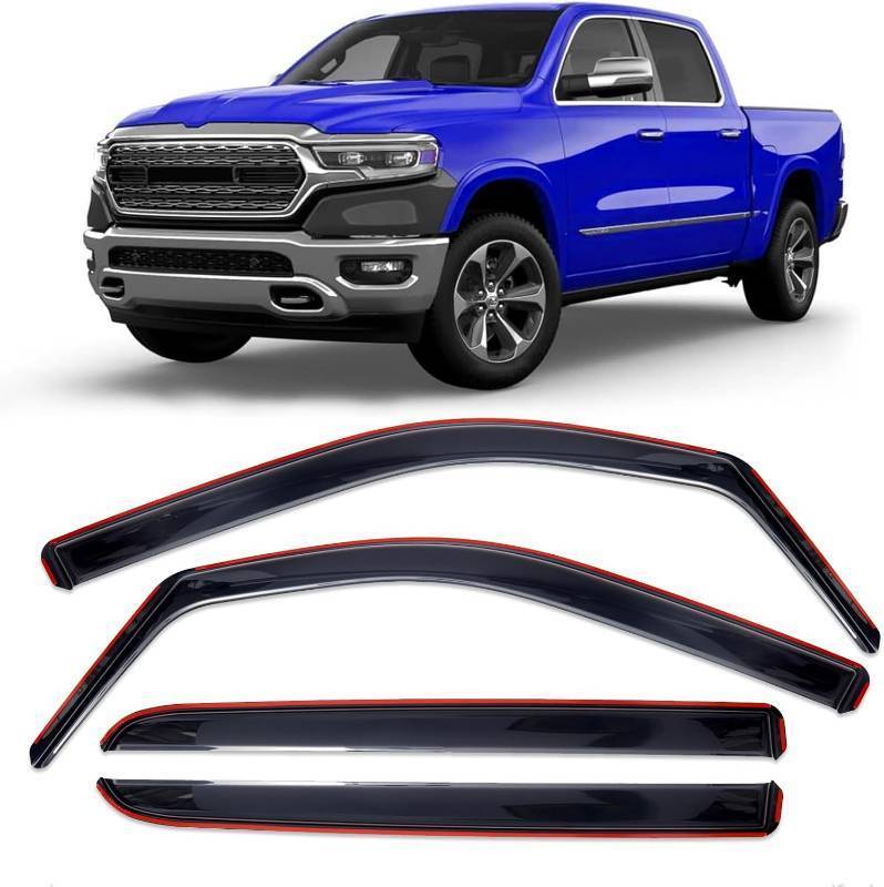 lot 441803 image: in-Channel Window Rain Guards Fit for Dodge RAM 1500 (New Body Style Includes TRX) 2019-2026 Crew Cab Extra Durable Window Visors Window Deflectors Vent Shades Truck Accessories-4 pcs