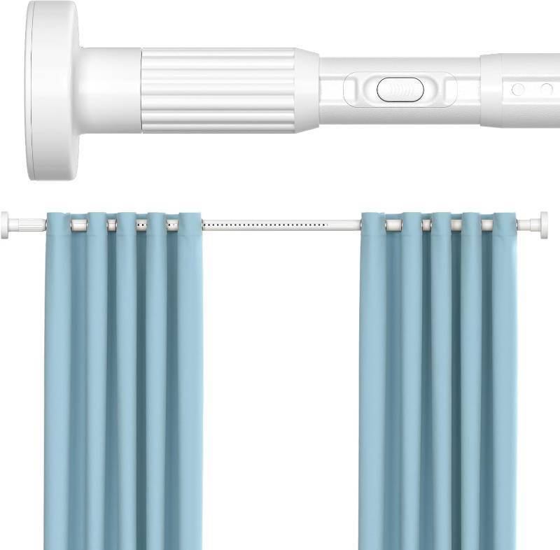 lot 441804 image: White Tension Curtain Rods 41-146 In Extra Long Outdoor Patio Curtain Rods No Drilling Adjustable Heavy Duty Tension Rods for Windows Bathroom Living Room Curtains, Rod Diameter 1.26In
