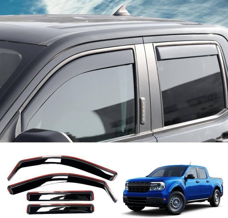 lot 330969 image: Visor Rain Guards Compatible with 2022-2025 2026 Ford Maverick Front and Rear in-Channel Window Visors Wind Deflectors Weather Shield for 2024 Maverick 4PCS Accessories