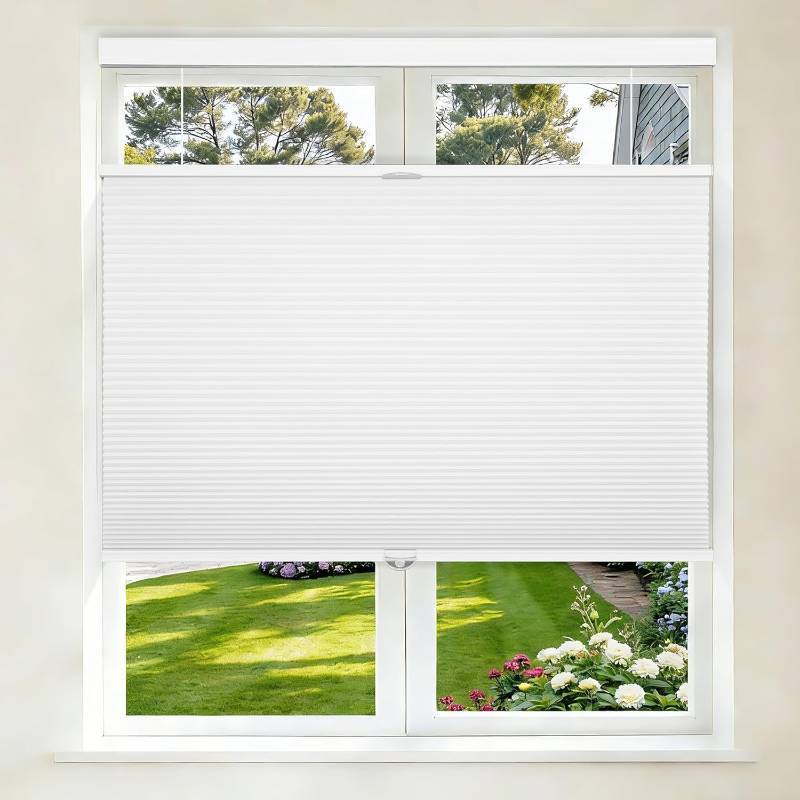 lot 431156 image: Grandekor Top Down Bottom Up Cellular Shades Cordless, 35 Wx64 H, Pull Down Honeycomb Blinds for Windows Room Darkening Blinds & Shades for Living Room Bedroom, Blackout, White