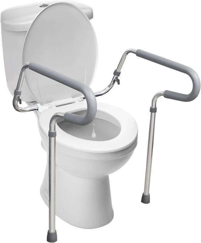 lot 321149 image: HealthSmart Adjustable Toilet Safety Rails for Seniors, Medical Grade - HandicapToilet Safety Frames for Disabled, Non-Slip Padded, 300lb Capacity Commode Chair with Arms, Toilet Helper for Elderly