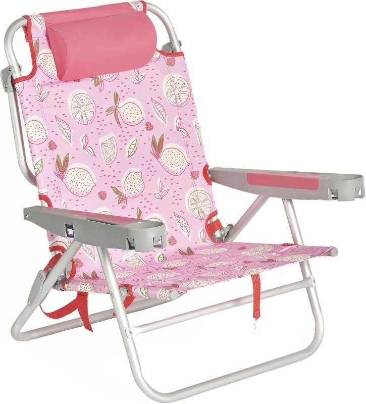 lot 321171 image: SUNNYFEEL Extra Wide 28 Low Beach Chair 5 Position Lay Flat, XL Oversized Portable Folding Camping Chairs with Cup Holder for OutdoorTrip, Lightweight Foldable Backpack Beach Chair for Adults