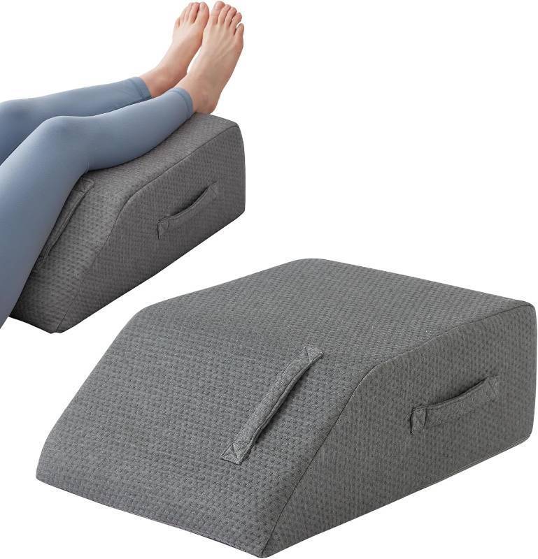 lot 311186 image: Leg Pillow Elevation Blood Circulation, Leg Wedge for Elevation for Swelling, Leg Elevating Pillow for After Surgery, Memory Foam Foot Knee Pillow for Back Sleeping 23.6 16.8 8 Inch Dark Grey