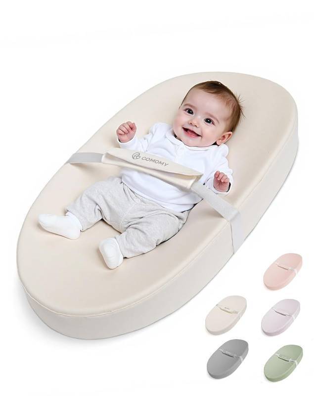 lot 311198 image: COMOMY Baby Changing Pad with Wipeable & Waterproof PU Cover, Contoured Diaper Changing Pad for Dresser with Non-Slip Safety Belt, Portable and Lightweight, Large Cushioned Foam, Beige