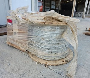 lot 14418 image: Assorted Lot W Industrial Steel Wire Rope Cable, Hardware, and Metal Clamps