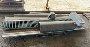 lot 16004 image: Assorted Lot W Power Breezer Power Box, 38 Metal Pipe, Corrugated Sheets, and Wench