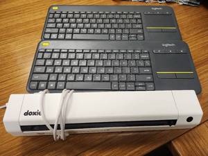 lot 15115 image: Doxie DX255 Portable Scanner with (2) Logitech K400 Plus Keyboards