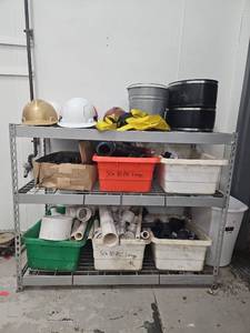lot 15151 image: 3-Tier Metal Shelving Unit W Contents