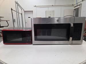lot 15159 image: GE Over-Range Microwave and Red Microwave - 2 Total