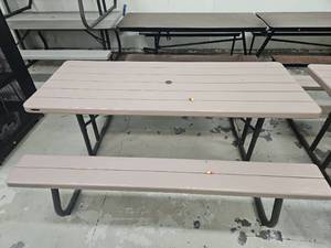 lot 15173 image: Lifetime 6ft Commercial Picnic Table - Set of 2