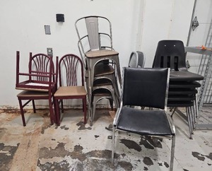lot 15184 image: Assortment of Restaurant Chairs - Metal and Wood