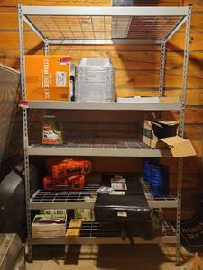 lot 20440 image: Contents of Shelf W Aluminum Steam Tables, Outdoor String Lights, and More