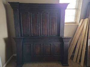 lot 20454 image: Assorted Lot W Queen Size Wood Bed Frame, Queen Mattress and Box Spring