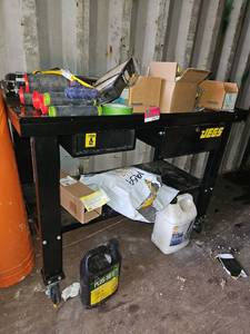 lot 20479 image: JEGS Heavy-Duty Rolling Work Table W Tools, Hardware, and More