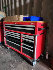 lot 20486 image: Milwaukee 52-inch Mobile Work Bench Tool Cabinet  Model 48-22-8559