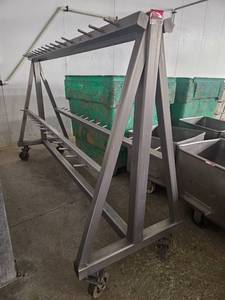 lot 15287 image: Stainless Steel Meat Hanging Rolling Cart