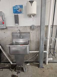 lot 15299 image: Sani-Lav Commercial Stainless Steel Sink with Faucet