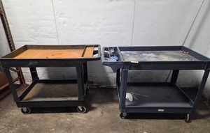 lot 15323 image: Industrial Rolling Cart with Multi-Level Shelving - Set of 2