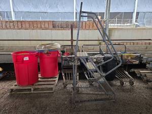 lot 16066 image: Assorted Lot W Rubbermaid BRUTE Commercial Trash Cans, Spare Tire, and More