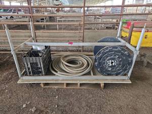lot 16076 image: Assorted Lot W Commercial Prep Table, Hoses, and Wire Spool