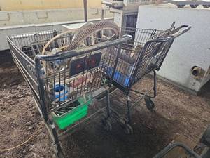 lot 16119 image: Metal Shopping Carts With Assorted Items