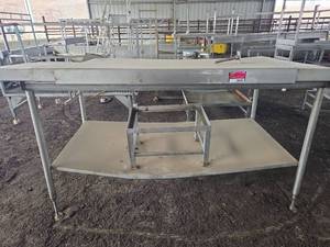 lot 18680 image: Industrial Stainless Steel Prep Table and More