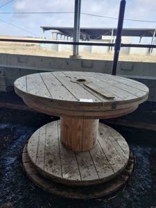 lot 18698 image: Large Industrial Wooden Cable Spool