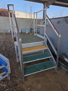 lot 19196 image: Industrial Aluminum Staircase with FRP Grating