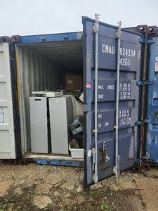 lot 15353 image: 40ft Storage Container with Commercial Equipment, Light Fixtures, and More