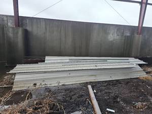 lot 19215 image: White Metal Roofing Panels with Support Tubes