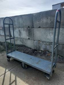 lot 15367 image: Industrial Steel U-Boat Cart with Diamond Plate Platform