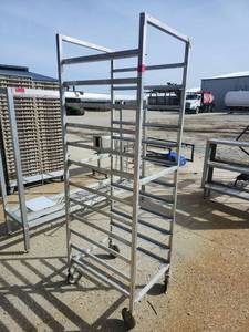 lot 15370 image: Commercial Aluminum Sheet Pan Rack with Wheels