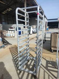 lot 15371 image: Commercial Aluminum Speed Rack with Casters