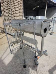 lot 15376 image: Commercial Stainless Steel Feed Trough with Rolling Stand
