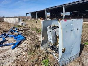 lot 15408 image: Industrial Electrical Panel Box with Blue Discharge Hose