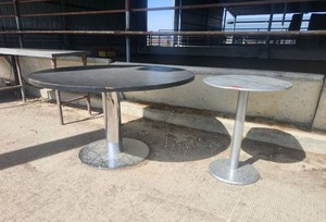 lot 15436 image: Round Pedestal Tables with Chrome Base