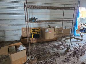 lot 19345 image: Wire Shelf on Casters Including Contents